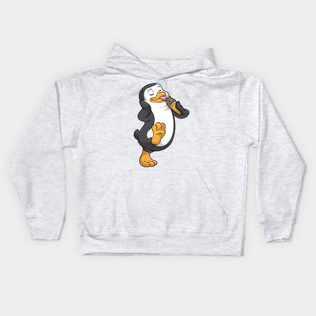 Penguin with an ice cream cone Kids Hoodie by Markus Schnabel